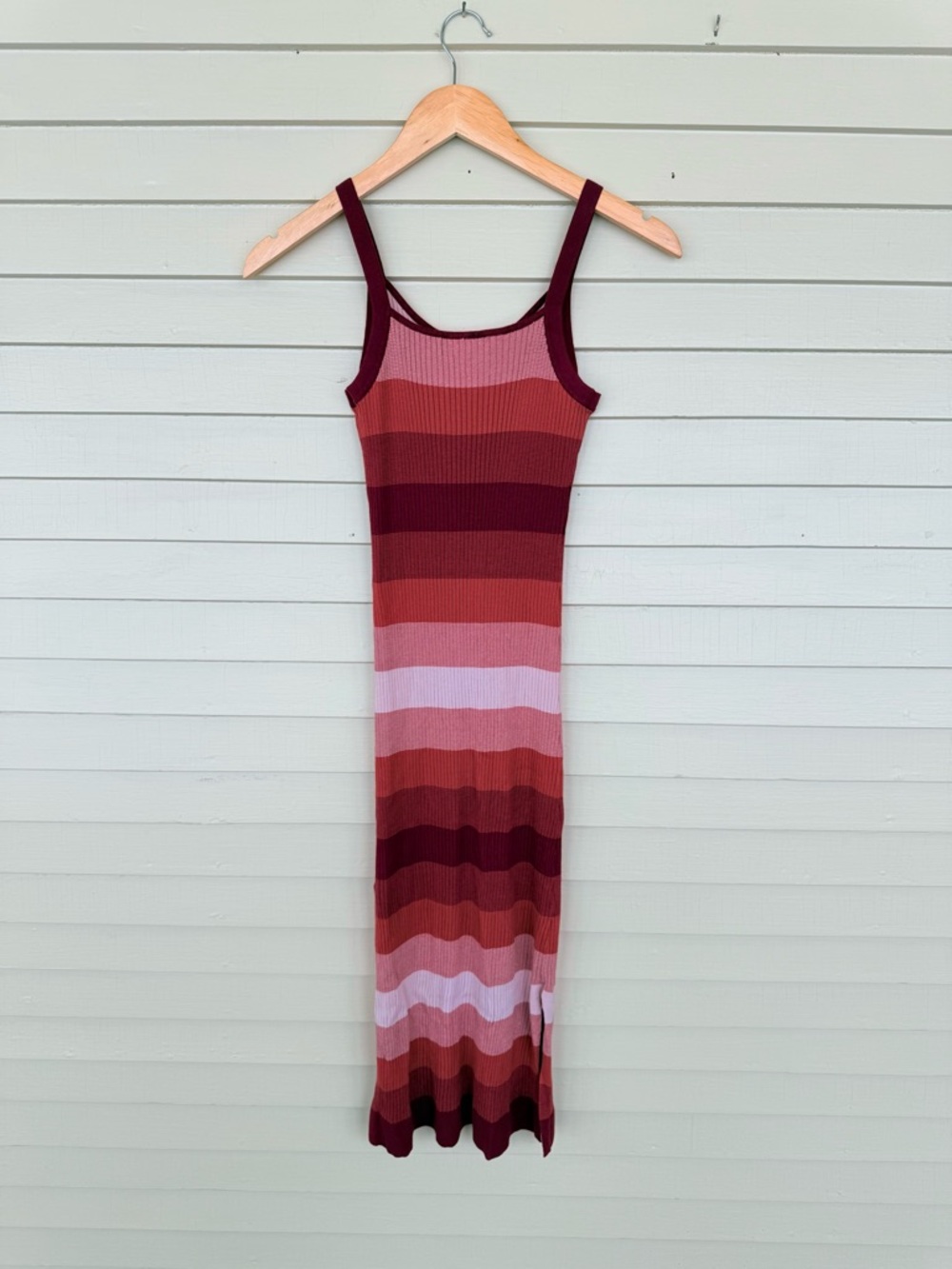 Banana Republic Ribbed Knit Bodycon Midi Dress Pink Burgundy XS